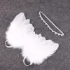 5set Couture Fairy Baby Angel Baby White Wing i Baby Rhinestone Pałą na głowę Piękny noworodka chrzest włosów Photo Prop bj