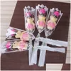 Dekoracyjne kwiaty wieńce z mydłem dla pojedynczego niedźwiedzia kwiat ofiarna sztuczna róża na Walentynki Party Bukiet Prezent Wqwe Drop dostawa dh0ti