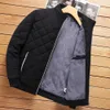 2023 Brand Slim Fit Coat Autumn Winter Bomber Jacket Men Diamond Pattern Fleece Lined Casual Fashion Clothing 240105