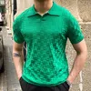 Ekose Örme Polo Gömlek Erkekler Vintage Yeşil Kısa Kollu Yokel Tee Üstler Yaz Elastikiyeti İnce Sıradan İş Sosyal Polos 240106