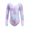 Scene Wear Girls 'One Piece Long Sleeve Ballet Gymnastics Dance Leotards Fashion Print Slim Dancing Bodysuit Dancewear i 5-13 år