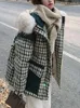 Dames Trenchcoats Extra Grote Oversize Bont Donsjack met capuchon Dames Winter Warm Groen Plaid Gewatteerde Parka Ski Dikker Kerstjas Bovenkleding