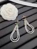 Femmes Perle Chaîne Boucles D'oreilles Simple Designer Lettre Oreille Stud Nouvelles Boucles D'oreilles En Diamant Marque Designer Plaqué Or Charme Boucles D'oreilles Bijoux De Luxe Pour Filles Couples