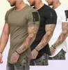 Zomer Casual T-shirts Mannen Mode Rits Mouw O Hals Hip Hop T-shirt Tops Katoenen T-shirts Mannelijke Streetwear Tee effen Kleur Maat M7998322