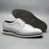 Sneakers Xebos Summer Men's White äkta läder andas snörning vingspetsen Derby skor avslappnad utomhus promenad skor man 240106 73235