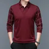 Весенне-осенний мужской пуловер с отложным воротником, однотонная клетчатая вставка, полосатая футболка с длинными рукавами, поло, повседневные формальные топы 240106