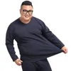 plus Size 7XL 160KG Thicken Winter Men Thermal Underwear Fleece Tops and pants Long Sleeve Cotton Navy Blue Male Soft 240105