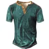 Erkek Gömlekler Henley Sade Gömlek V yaka Baskılı Üst Vintage Pamuklu Büyük Boy Tişörtler Erkekler Harajuku Giysileri Sokak Giyim Homme 240106