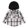 Jassen Mode Kinderen Kinderen Jongens Geruite Jas Met Lange Mouwen Capuchon Button-Down Peuter Meisjes Herfst Winter Casual Bovenkleding