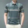 Erkekler için Polo Gömlek Yaz Kısa Kollu Tişört Çizgili Ekose Mektup Baskı Düğmesi Gevşek Büyük Konforlu Moda Günlük Tops 240106