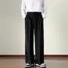 Męskie spodnie kawa w kolorze szerokiej nogi wiosna i lato mężczyźni Japońscy vintage swobodny z opadającym uczuciem ładunku
