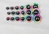 20pcs 14-16-18-20-24-30mm-35MM 3D RAINBOW glitter toy eyes washer for woolen diy plush doll color option--R3 240106