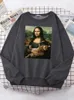 Kvinnors hoodies tröjor t skjortor mona lisa kramar katt kawaii kvinnliga hoodies mode casual hoodie överdimensionerade lösa tröjor varma fleece klädkvinnor