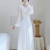 Robes décontractées Robe élégante pour femmes 2024 Printemps Mode Blanc Français Luxe et unique Robe de soirée pour femmes Vêtements