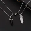 Pendant Necklaces Natural Hexagon Stone Heart-shaped Magnetic Buckle Couple Necklace For Women Valentine's Day Gift Jewelry