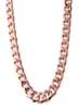 15 mm anpassningslängd trendig herrkedja rosguld färg rostfritt stål halsband för män trottoar kubansk länk hip hop smycken kedja5171810
