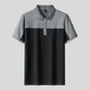 Herren-Poloshirts, Polo-T-Shirt für Herren, Hemd aus Baumwolle, Business-Oberteile, Herren-Patchwork-Hemden, kurzärmelige Kleidung, Eisseide, modisch