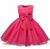 Vestidos para niñas Vestido para niña pequeña Bautismo con lazo grande para el primer año Fiesta de cumpleaños Ropa de boda Tutu Vestido esponjoso Entrega de gota OT4QO