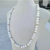 20 AAA 89mm Round South Sea Natural White Pearl Necklace 14k Gold 240106