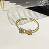 Bracciale Cartres di design Bracciale versatile in ottone placcato oro genuino con grande apertura con micro zirconi intarsiati naso di maiale leopardato regolabile nuovo modello