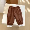 Set di abbigliamento 0-3 anni Bambino Primavera Autunno Toddle Bambina Manica corta stampata Top in pizzo Pantaloni lunghi alla caviglia Set da 2 pezzi