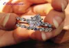 Pierścienie klastra Elsieunee 100 925 Srebrny markiz Symulowany Moissanite Diamond Wedding Pierścień zaręczynowy Zestawy ślubne Wholes9492933