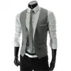 Abito da uomo slim con scollo a V gilet blazer britannico business moda uomo gilet da uomo interno nero 240105