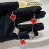 Klassiska van smycken tillbehör röd agat laser fem blomma fyra bladgräsarmband små och lyxiga lyckliga jade chalcedony avancerad känsla hantverk netflicka