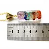 Pendant Necklaces Chakra Gravel Synthetic Crystal Epoxy Necklace Ogan Energy Geometric Long Style Jewelry