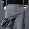Hiver chaud polaire pantalon hommes épaissir affaires Stretch mince taille élastique survêtement coréen en plein air pantalons de survêtement costume pantalon mâle 240106