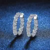 Female D VVS1 Full Moissanite Hoop Earring S925 Sterling Sliver Pt950 Plated for Women Party Gift Ear Cuff Jewelry Accessories