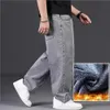 Pantalones Vaqueros Hombre grande taille jean pour hommes hiver chaud jambe large 3048 pantalon Long ample Baggy 240105