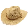 Berets 2024 Western Cowboy Hut Männer Panama Outdoor Sommer Strand Kappe Frauen Sombrero Vaquero Hombre Chapeu Breite Krempe Männer stroh Sonne