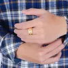 Hoyon Real Coating Gold Jewelry 24K Original Ring for Men Wedding Bands Imitate Diamond Cubic Zircon Gems Resizable Finger Ring 240105