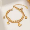 Classic Van Jewelry Accessories 18k gold Bracelet Women's Korean Edition Stainless Steel Color Preserving Diamond Zircon Simple and Fashionable Mixed Style