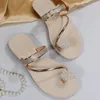 Zapatillas Maogu Zapatos Moda Playa Rhinestone Plano Casual Mujer Sandalias Zapatos Mujer 2024 Verano Flip Flops Plus Tamaño 43