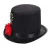 Baskar Steampunk Flat Top Hat For Women Män med Gear Rose Halloween Cosplay Party Costum Cap Gothic Vintage Accessory