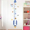 Cartoon Rocket Height Measure Wall Stickers DIY Airplane Clouds Mural Decals for Kids Rooms Baby Bedroom Home Decoration 210615228g