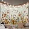 Tapisseries d'automne plantes fleurs rustique Vintage tapisserie murale suspendue Boho maison chambre salon décor tissu