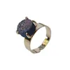 Bandringe Mode einfache natürliche runde Kristallcluster Ring plattiert Farbköpferring Offen verstellbarer Knöchelring Womenl240105