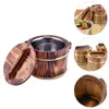 Dinnerware Sets Hangiri Japanese Sashimi Rice Bowl Sushi Oke Mixing Tub With Lid Wooden Bucket Serving For