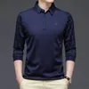 Smart Casual Men Vintage Smooth Polo Shirts Spring Autumn Plaid Long Sleeve Streetwear Fashion Business Mane Clothes Tops 240106