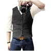 Vest Man Dress Single Breasted Slim Fit Vintage Waistcoat Casual Gilet Herringbone Suit Vests 240105