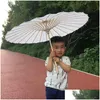 Guarda-chuvas Guarda-chuvas de casamento nupcial guarda-chuvas de papel branco itens de beleza chinês mini guarda-chuva de artesanato diâmetro 60cm entrega por atacado dhzkd
