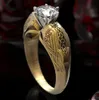 Anillo de tótem de cuervo celta de estilo vintage Sra. Europa y América Anillo de diamante brillante de oro amarillo de 18 k Tamaño del anillo de fiesta de bodas 6108661038