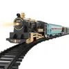 Classic Train Railway Set Children Electric High-speed Rail Track Trains LED Lights Music Sound Model Toys Gift for Kids 240105