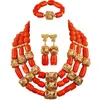 Necklace Earrings Set Red African Wedding Coral Beads Jewelry Nigerian Traditonal Bridal Party