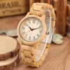 Natural Full Bamboo Wood Clock Watches Simple Women Pure Wood Watch Top Brand Luxury Quartz Ladies Dress Wooden Band Wristwatch 240106