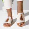 Slippers Kwastje Dames Zomer Mode Antislip Platte Schoenen Voor Buiten Comfortabele Instappers Strandsandalen Met Zachte Zolen