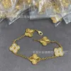 Classic Van Jewelry Accessories Lucky Flower Double Sided Four Leaf Grass Laser Room Diamond Red Jade Chalcedony Five Bracelet Women's Gold Plated Three Two Hand